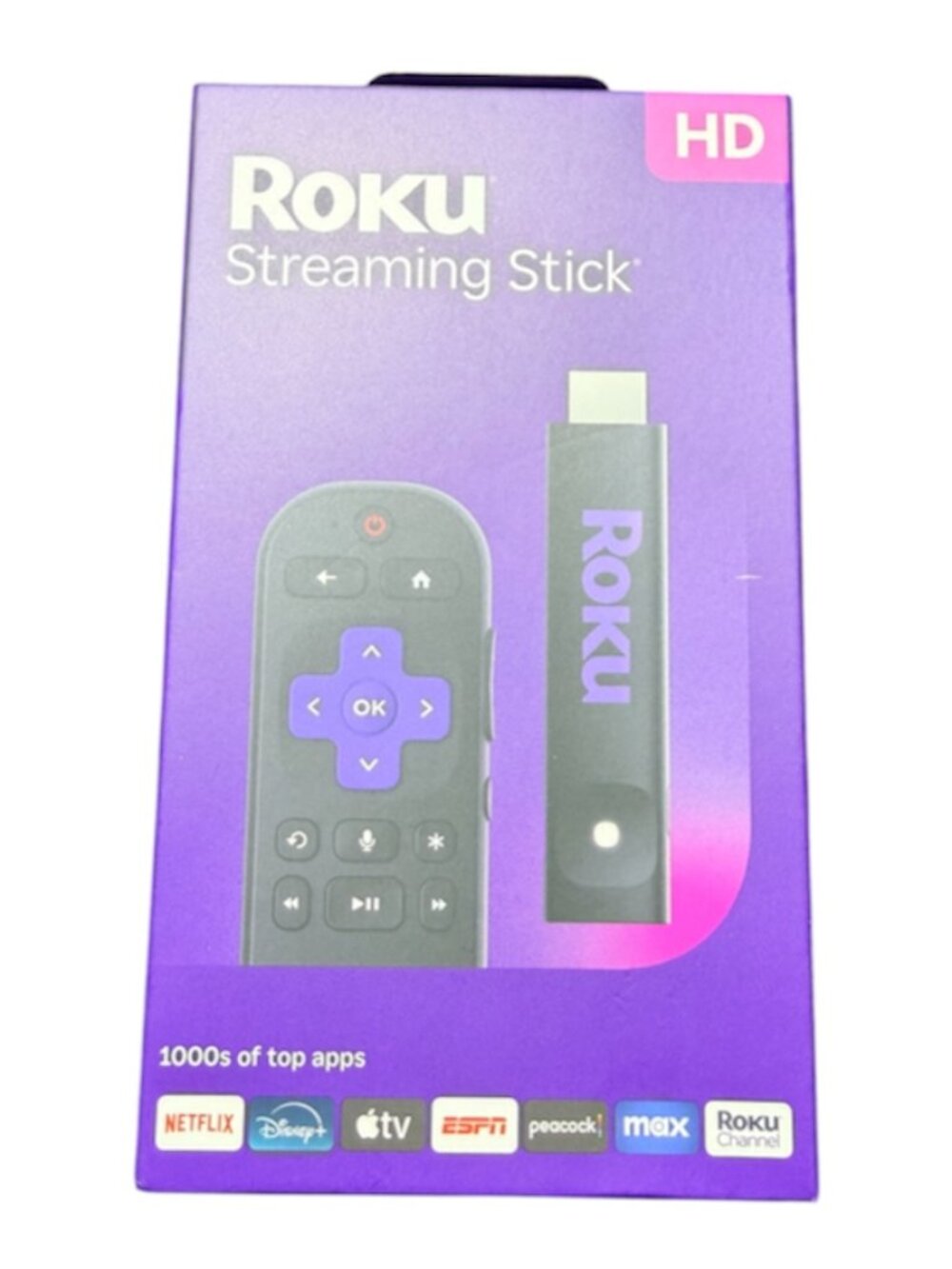 Roku HD Streaming Stick SKU # 3840R voice remote with tv controls